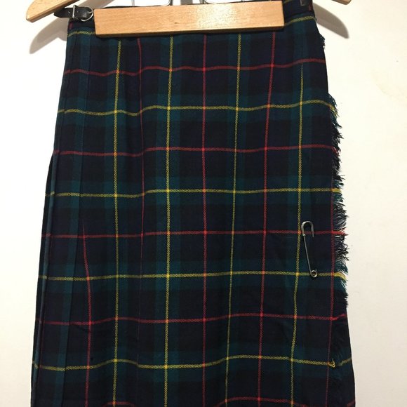 VINTAGE GOR-RAY MAXI PLEATED PLAID KILT SKIRTS SIZE 28 - Picture 1 of 12